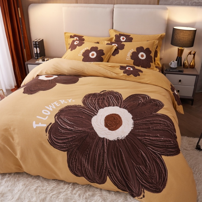 91家纺网 家纺一手货源 找家纺 金纱玉纺2022新款全棉生态大版磨毛四件套 颜悦