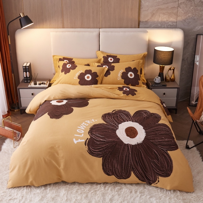 91家纺网 家纺一手货源 找家纺 金纱玉纺2022新款全棉生态大版磨毛四件套 颜悦