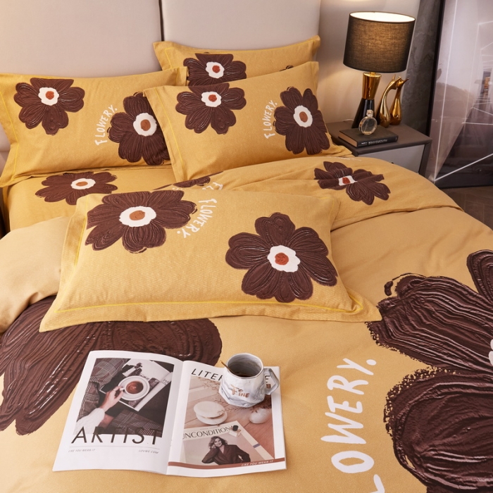 91家纺网 家纺一手货源 找家纺 金纱玉纺2022新款全棉生态大版磨毛四件套 颜悦