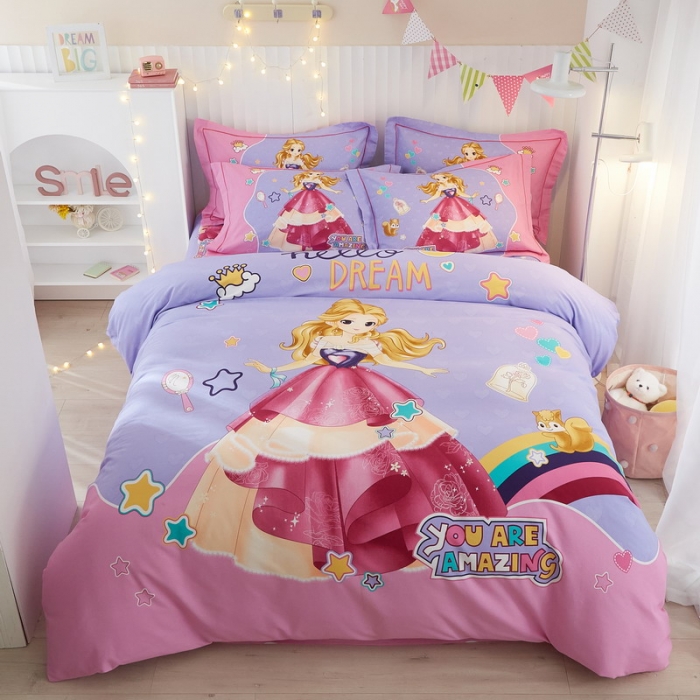 91家纺网 家纺一手货源 找家纺 金纱玉纺2022新款全棉生态大版磨毛四件套 阳光公主