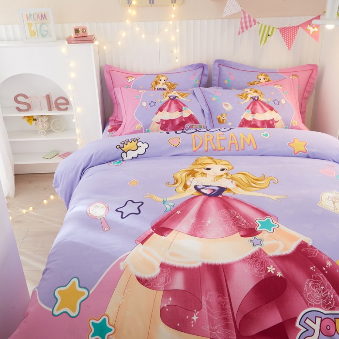 91家纺网 家纺一手货源 找家纺 金纱玉纺2022新款全棉生态大版磨毛四件套 阳光公主