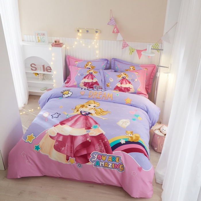 91家纺网 家纺一手货源 找家纺 金纱玉纺2022新款全棉生态大版磨毛四件套 阳光公主