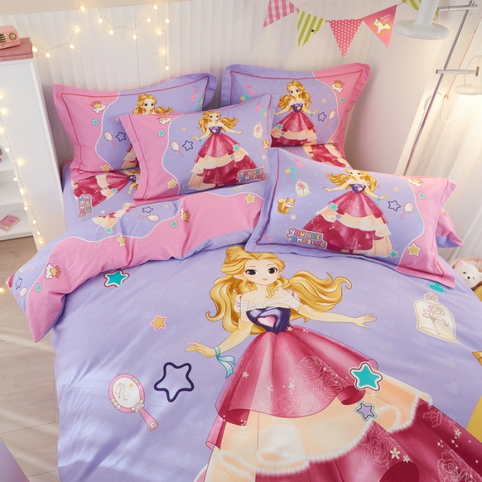 91家纺网 家纺一手货源 找家纺 金纱玉纺2022新款全棉生态大版磨毛四件套 阳光公主