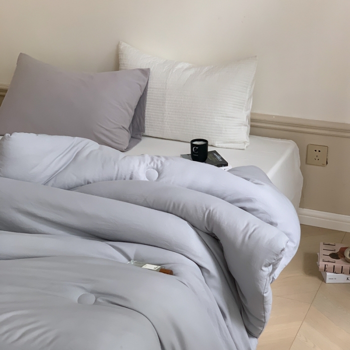 91家纺网 家纺一手货源 找家纺 星期八2022新款水洗棉纯色春夏秋冬被 灰色