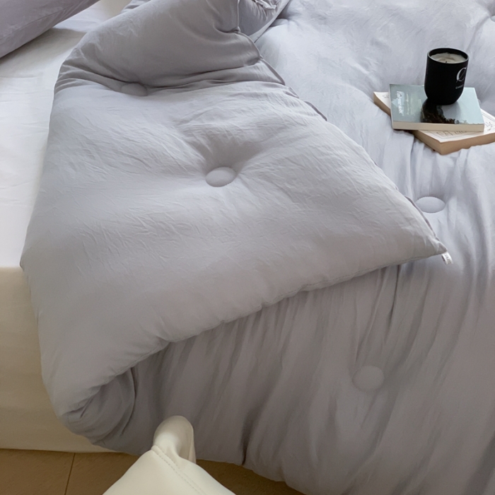 91家纺网 家纺一手货源 找家纺 星期八2022新款水洗棉纯色春夏秋冬被 灰色