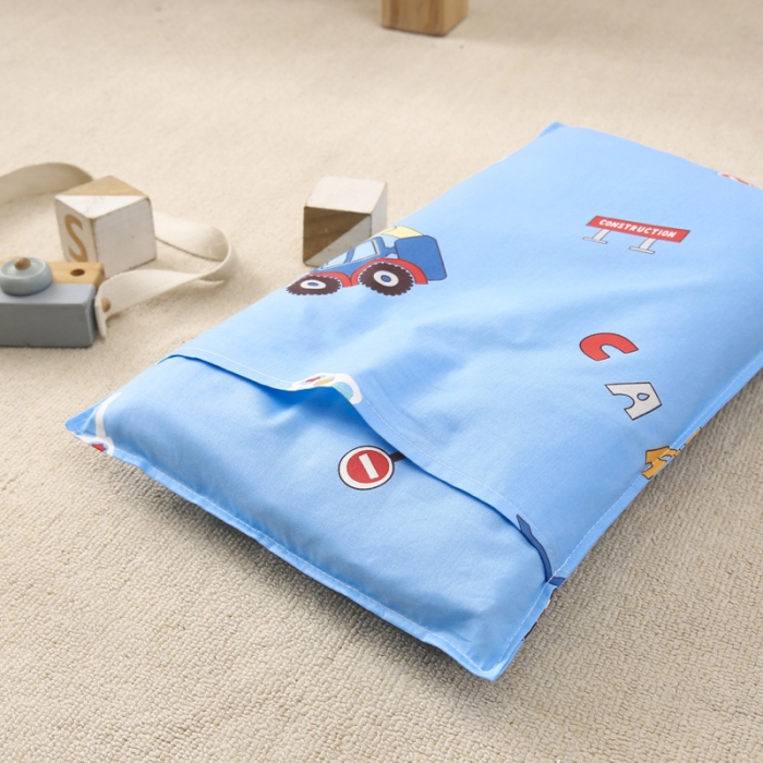 91家纺网 家纺一手货源 找家纺 嗨生活 2022新款全棉儿童幼儿园枕套30*50小挖机