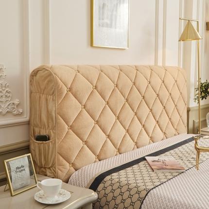 91家纺网 家纺一手货源 找家纺 总情恒家纺2025新款防撞加厚夹棉刺绣绗缝全包床头罩大靠背靠垫-双C款