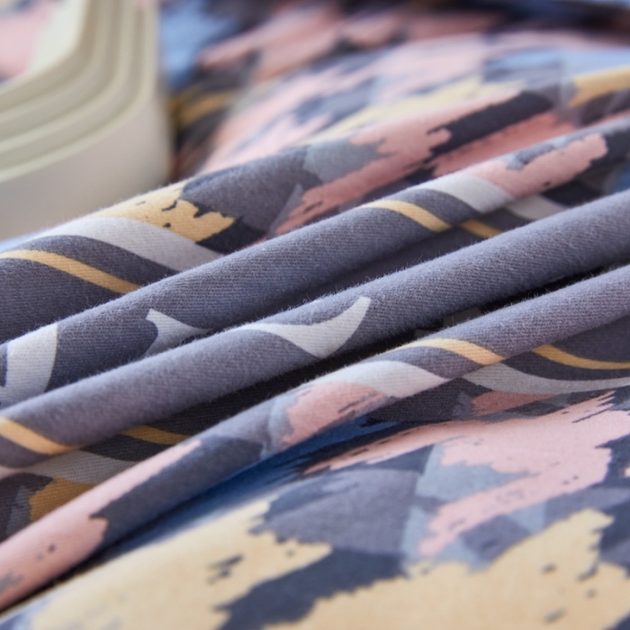 91家纺网 家纺一手货源 找家纺 杜先生 2023新款全棉加厚磨毛系列单被套千鸟生活-粉