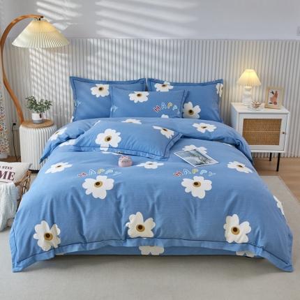 杜先生 2023新款全棉加厚磨毛系列单被套浅浅花漾-蓝