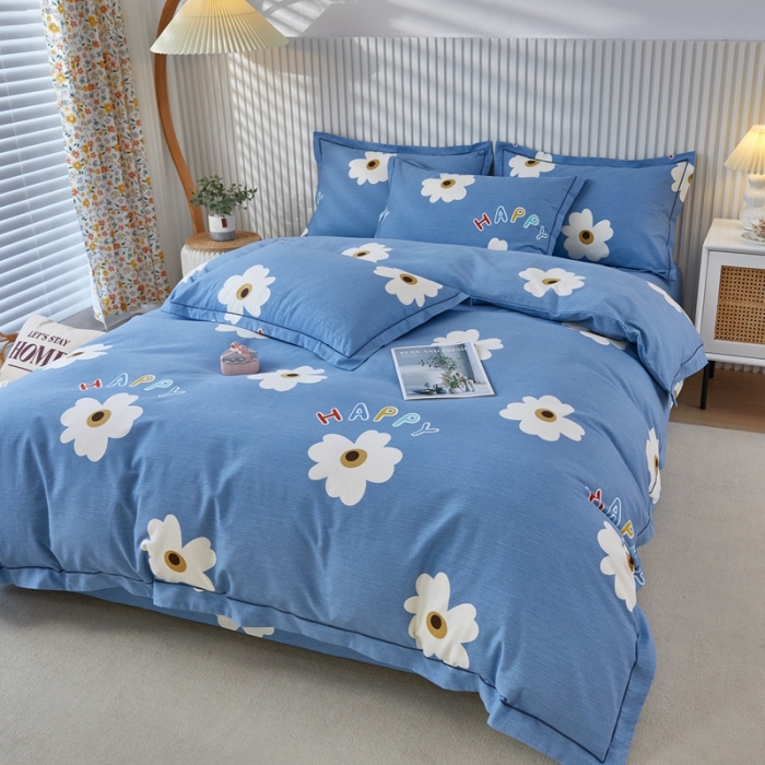 91家纺网 家纺一手货源 找家纺 杜先生 2023新款全棉加厚磨毛系列单被套浅浅花漾-蓝