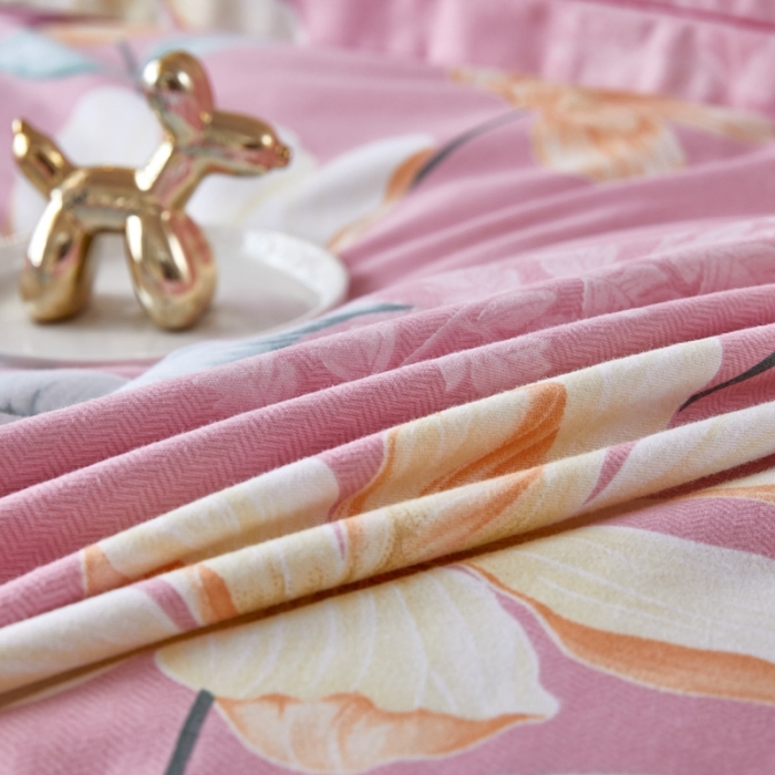 91家纺网 家纺一手货源 找家纺 杜先生 2023新款全棉加厚磨毛系列单被套甜花拾影-粉