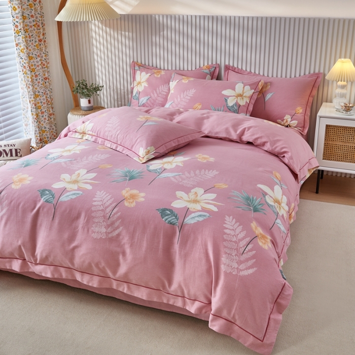 91家纺网 家纺一手货源 找家纺 杜先生 2023新款全棉加厚磨毛系列单被套甜花拾影-粉