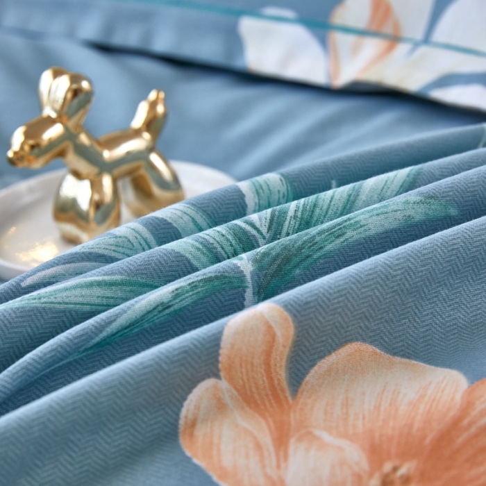 91家纺网 家纺一手货源 找家纺 杜先生 2023新款全棉加厚磨毛系列单被套甜花拾影-绿