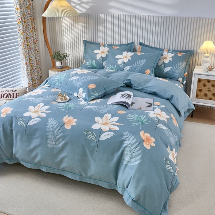 91家纺网 家纺一手货源 找家纺 杜先生 2023新款全棉加厚磨毛系列单被套甜花拾影-绿