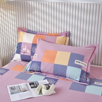 91家纺网 家纺一手货源 找家纺 杜先生新款全棉加厚喷气活性磨毛系列单枕套一对鹿角小镇豆沙