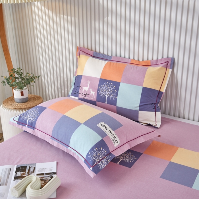 91家纺网 家纺一手货源 找家纺 杜先生新款全棉加厚喷气活性磨毛系列单枕套一对鹿角小镇豆沙