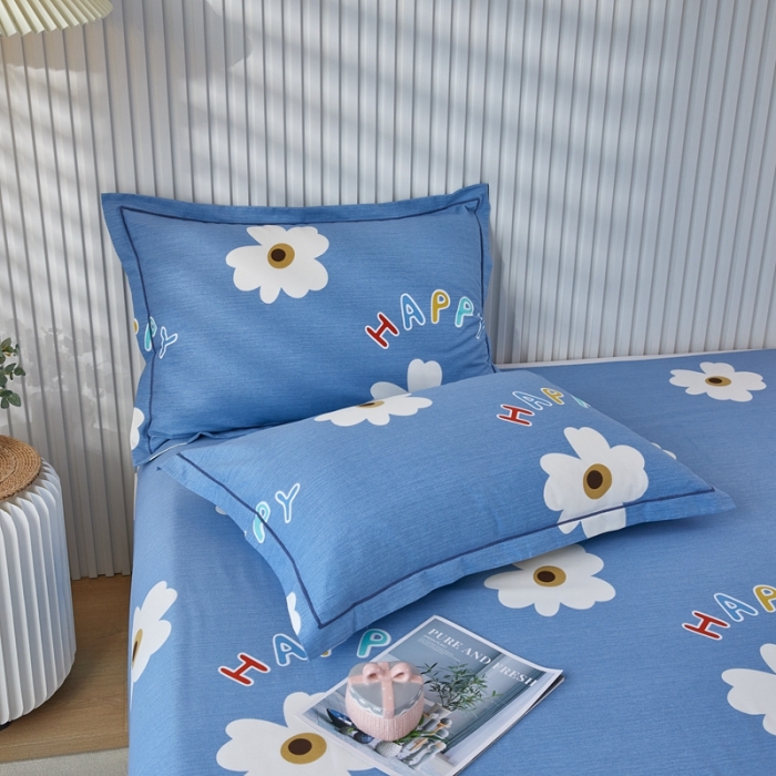 91家纺网 家纺一手货源 找家纺 杜先生新款全棉加厚喷气活性磨毛系列单枕套一对浅浅花漾-蓝