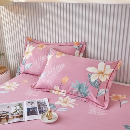 杜先生新款全棉加厚喷气活性磨毛系列单枕套一对甜花拾影-粉