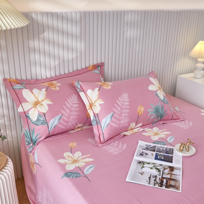 91家纺网 家纺一手货源 找家纺 杜先生新款全棉加厚喷气活性磨毛系列单枕套一对甜花拾影-粉