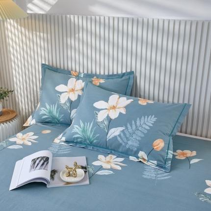 91家纺网 家纺一手货源 找家纺 杜先生新款全棉加厚喷气活性磨毛系列单枕套一对甜花拾影-绿