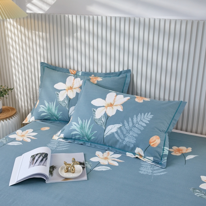 91家纺网 家纺一手货源 找家纺 杜先生新款全棉加厚喷气活性磨毛系列单枕套一对甜花拾影-绿