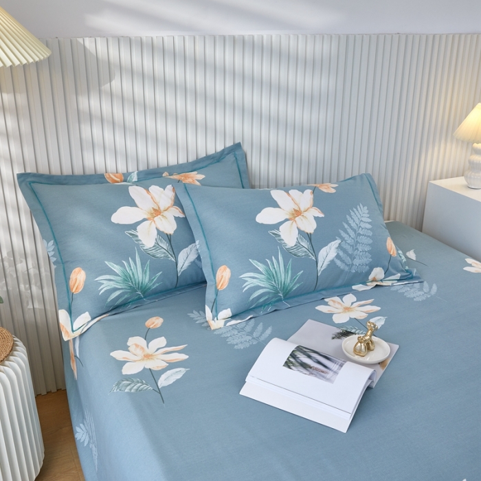 91家纺网 家纺一手货源 找家纺 杜先生新款全棉加厚喷气活性磨毛系列单枕套一对甜花拾影-绿