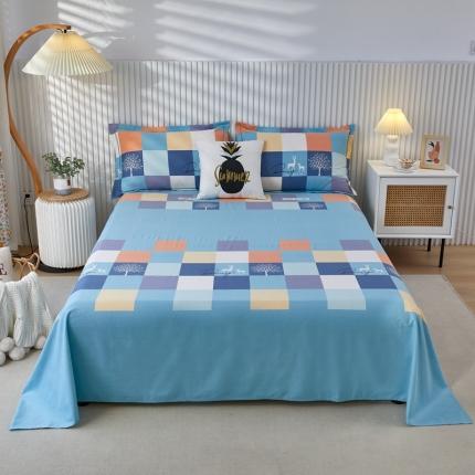 杜先生新款全棉加厚磨毛系列床单鹿角小镇-蓝（直角床单）