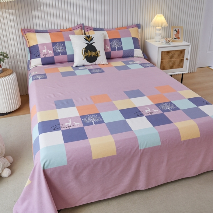 91家纺网 家纺一手货源 找家纺 杜先生 新款全棉加厚磨毛系列床单鹿角小镇-豆沙（直角床单）