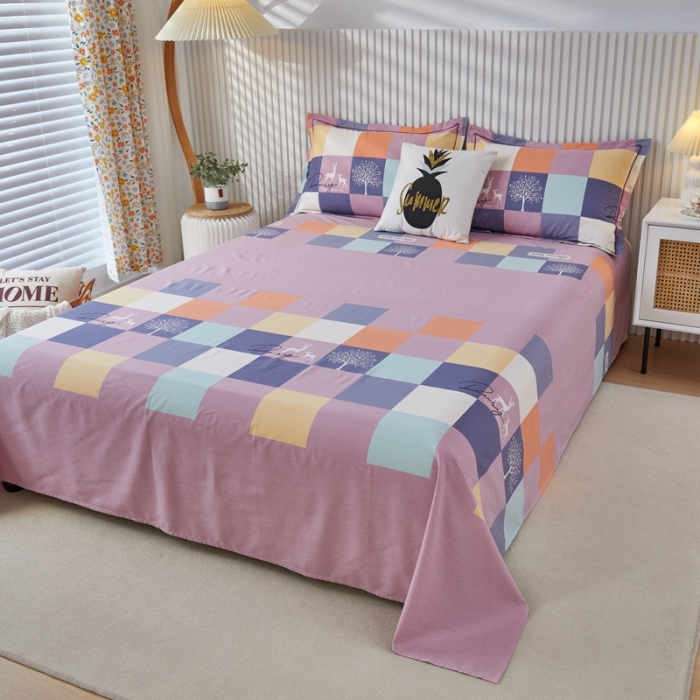 91家纺网 家纺一手货源 找家纺 杜先生 新款全棉加厚磨毛系列床单鹿角小镇-豆沙（直角床单）