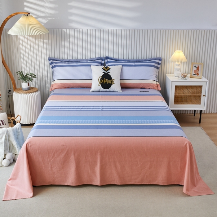 91家纺网 家纺一手货源 找家纺 杜先生新款全棉加厚磨毛系列床单轻松一刻-桔（直角床单）