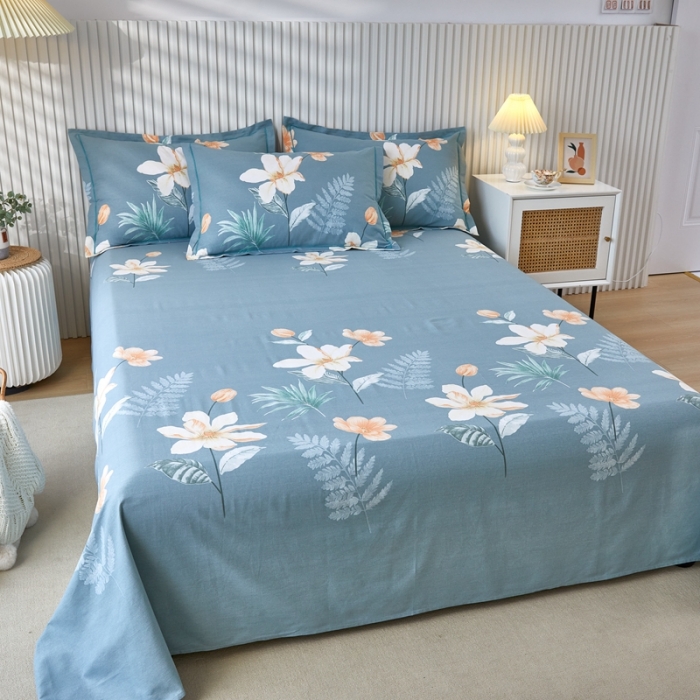 91家纺网 家纺一手货源 找家纺 杜先生新款全棉加厚磨毛系列床单甜花拾影-绿（直角床单）