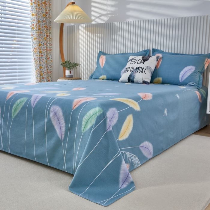 91家纺网 家纺一手货源 找家纺 杜先生新款全棉加厚磨毛系列床单夏日风情-绿（直角床单）