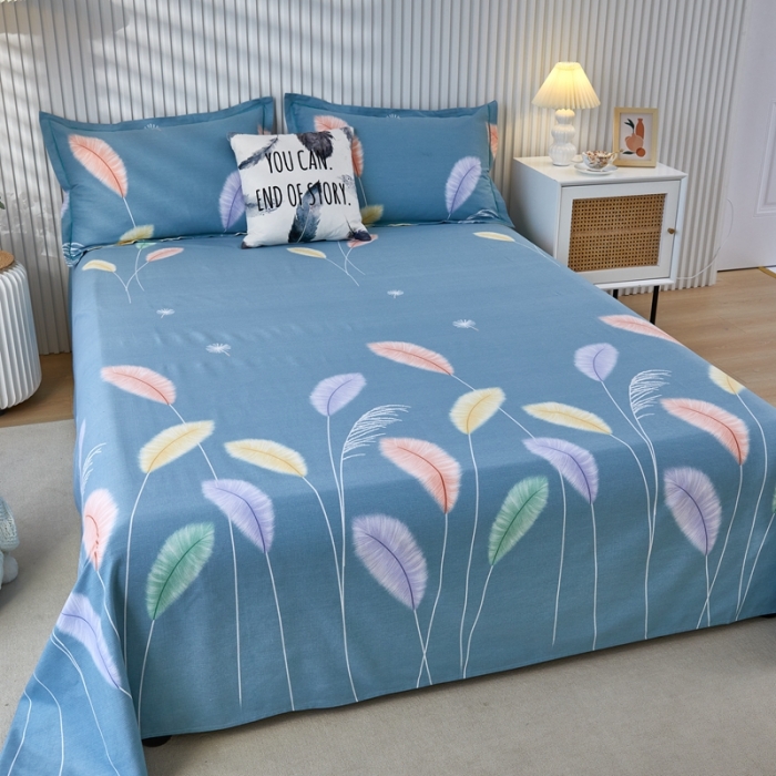 91家纺网 家纺一手货源 找家纺 杜先生新款全棉加厚磨毛系列床单夏日风情-绿（直角床单）