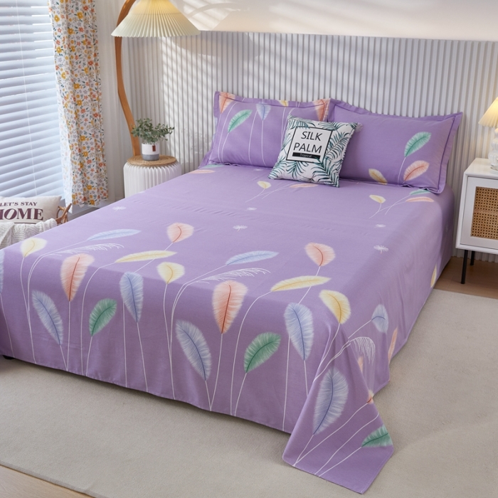 91家纺网 家纺一手货源 找家纺 杜先生新款全棉加厚磨毛系列床单夏日风情-紫（直角床单）