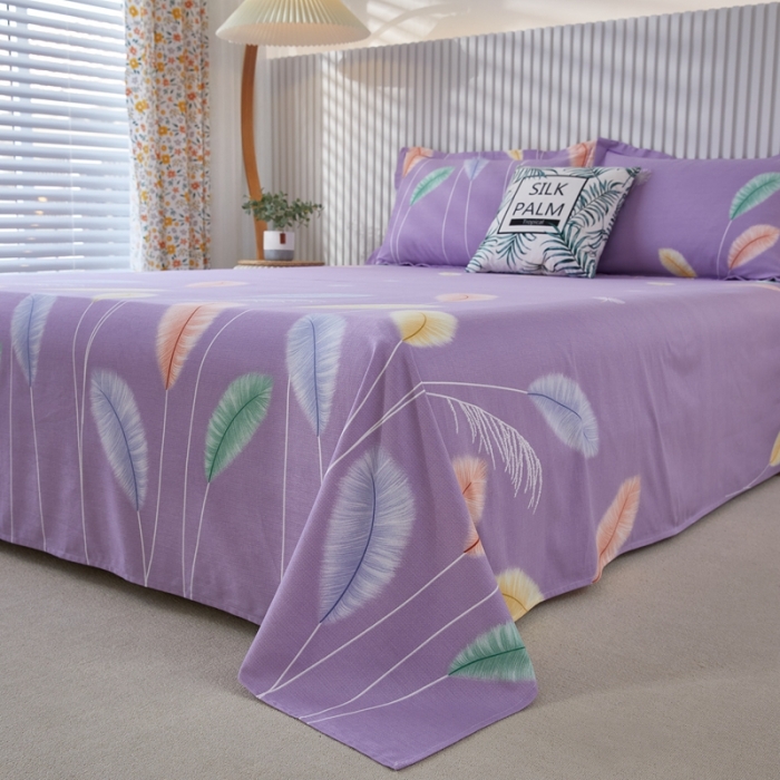 91家纺网 家纺一手货源 找家纺 杜先生新款全棉加厚磨毛系列床单夏日风情-紫（直角床单）