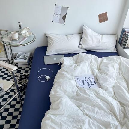 91家纺网 家纺一手货源 找家纺 曼谷 新款泡泡四件套博主同款立体小泡芙四件套 蓝靛泡泡