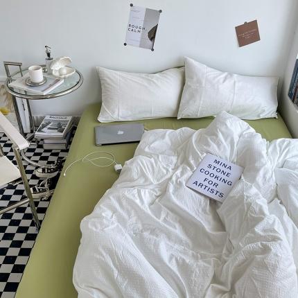 91家纺网 家纺一手货源 找家纺 曼谷 新款泡泡四件套博主同款立体小泡芙四件套 奶绿泡泡