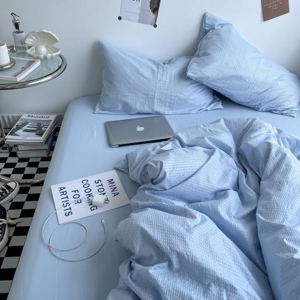 91家纺网 家纺一手货源 找家纺 曼谷 新款泡泡四件套博主同款立体小泡芙四件套 浅蓝泡泡