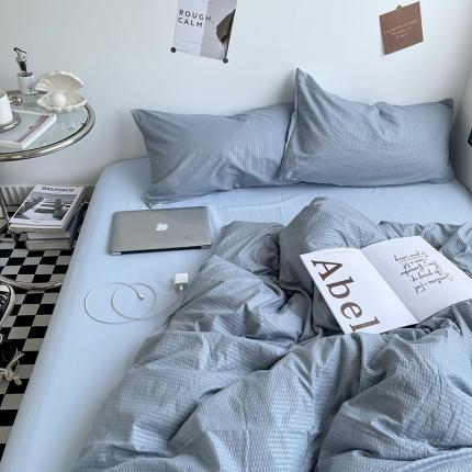 91家纺网 家纺一手货源 找家纺 曼谷 新款泡泡四件套博主同款立体小泡芙四件套 雾蓝泡泡