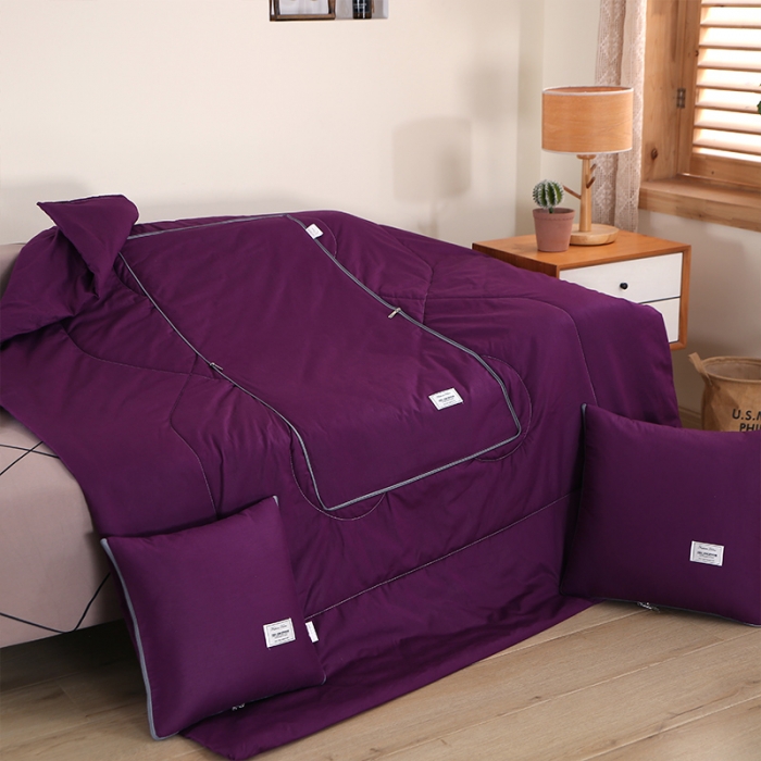 91家纺网 家纺一手货源 找家纺 照世家纺 2022新款13372全棉贴布绣系列抱枕被 帝王紫