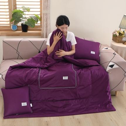 照世家纺 2022新款13372全棉贴布绣系列抱枕被 帝王紫