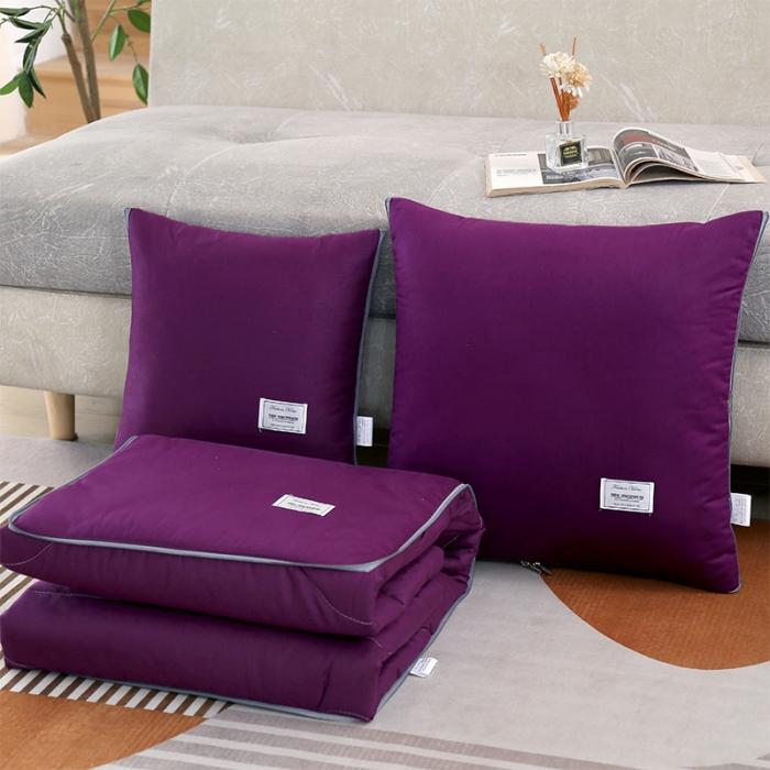 91家纺网 家纺一手货源 找家纺 照世家纺 2022新款13372全棉贴布绣系列抱枕被 帝王紫