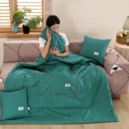 照世家纺 2022新款13372全棉贴布绣系列抱枕被 湖蓝