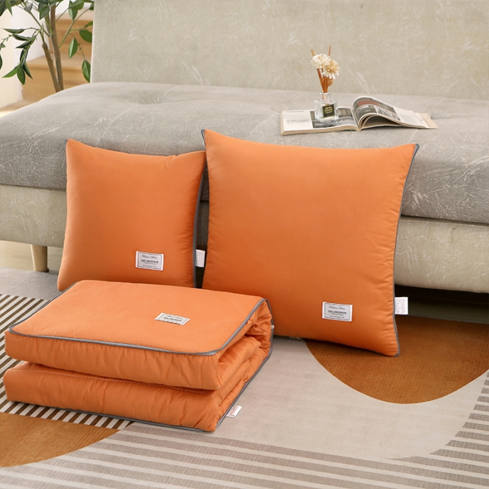 91家纺网 家纺一手货源 找家纺 照世家纺 2022新款13372全棉贴布绣系列抱枕被 橘黄