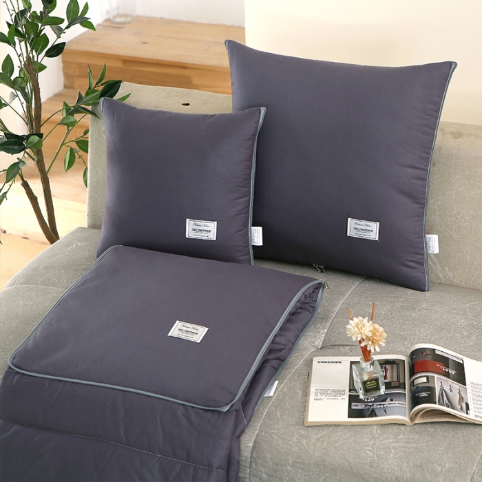 91家纺网 家纺一手货源 找家纺 照世家纺 2022新款13372全棉贴布绣系列抱枕被 深灰