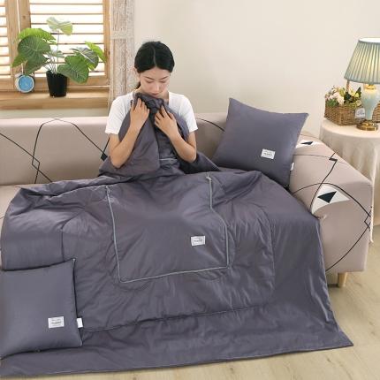 照世家纺 2022新款13372全棉贴布绣系列抱枕被 深灰