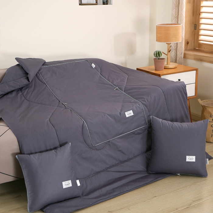 91家纺网 家纺一手货源 找家纺 照世家纺 2022新款13372全棉贴布绣系列抱枕被 深灰