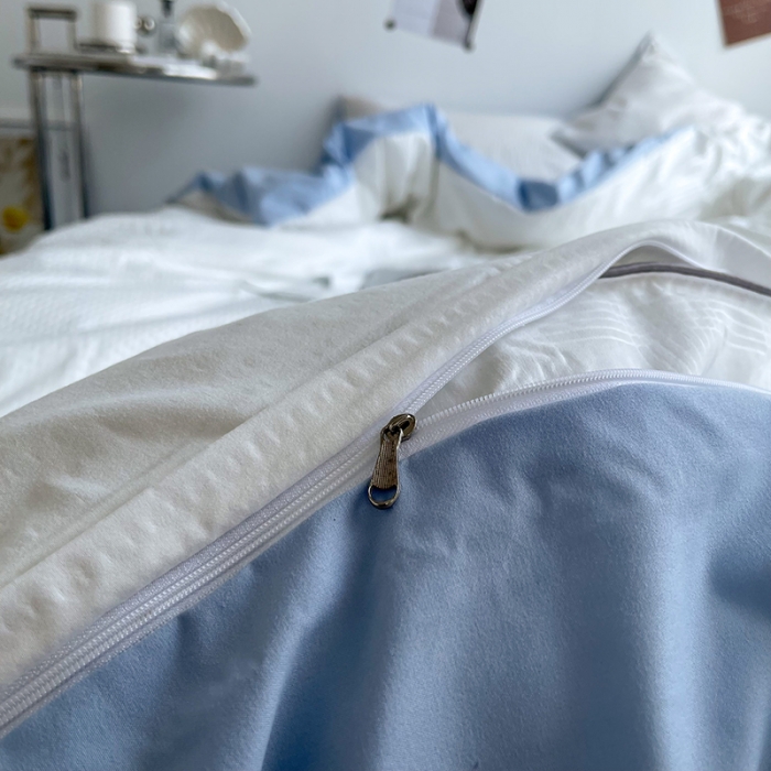 91家纺网 家纺一手货源 找家纺 曼谷 新款泡泡四件套博主同款立体小泡芙四件套 白蓝泡泡