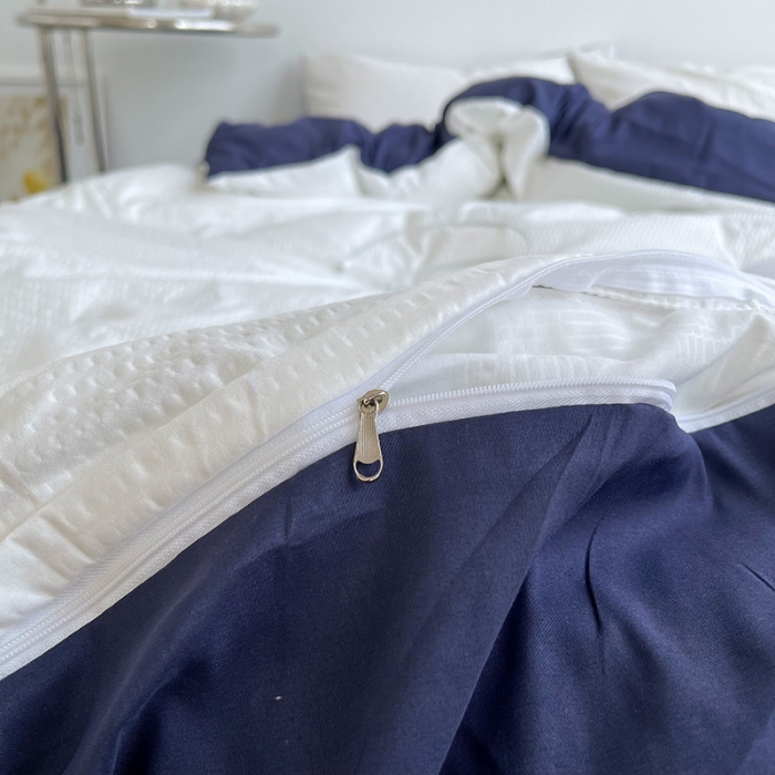 91家纺网 家纺一手货源 找家纺 曼谷 新款泡泡四件套博主同款立体小泡芙四件套 蓝靛泡泡