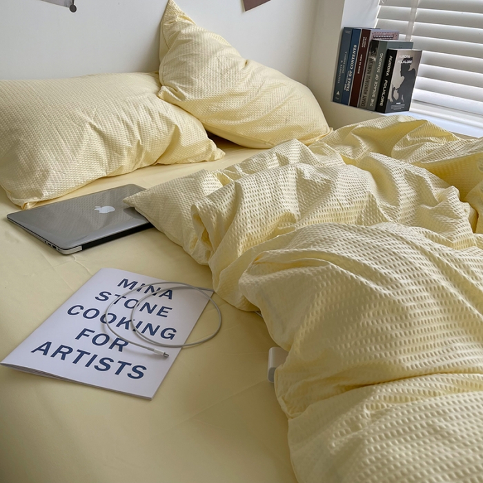 91家纺网 家纺一手货源 找家纺 曼谷 新款泡泡四件套博主同款立体小泡芙四件套 芒果泡泡